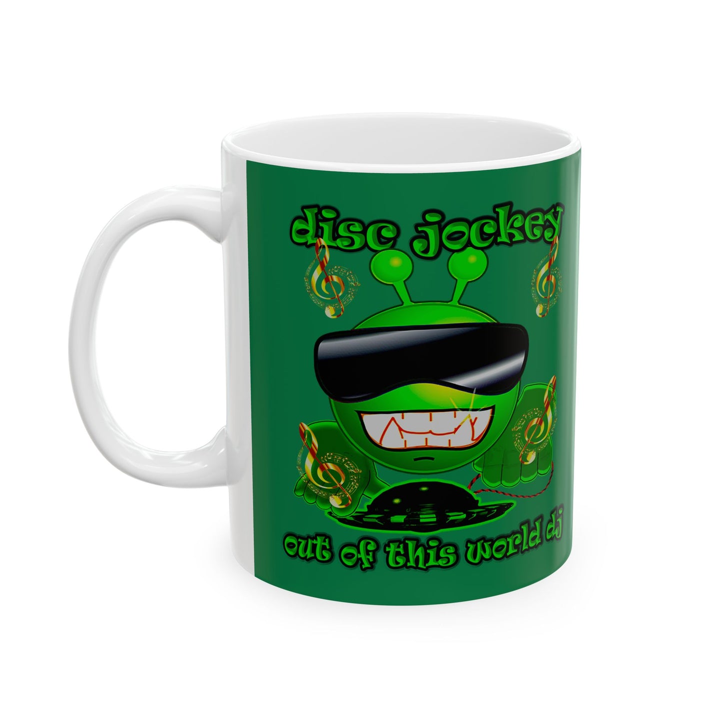 disc jockey - White Mug (dark green)