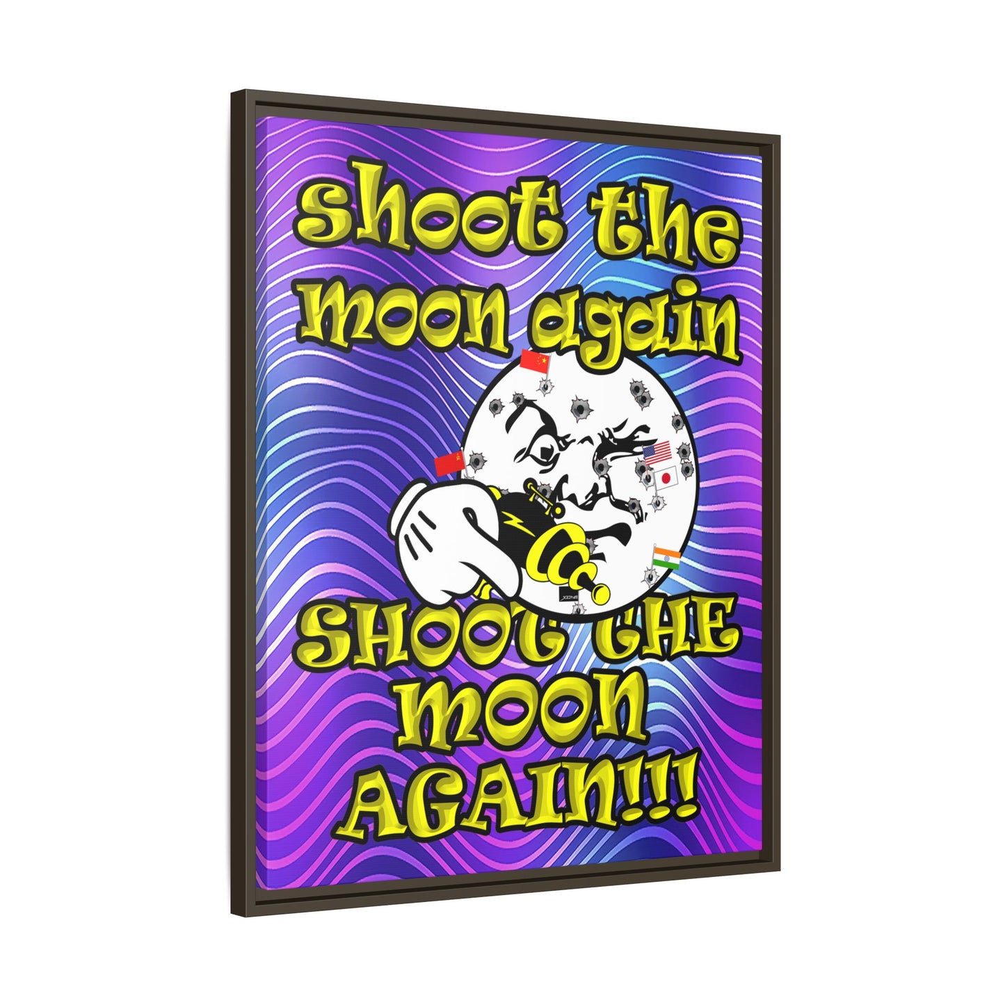 shoot the moon again - framed canvas art (purple wave)