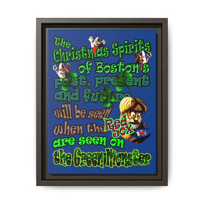 christmas spirits of boston - framed canvas art (dark blue)