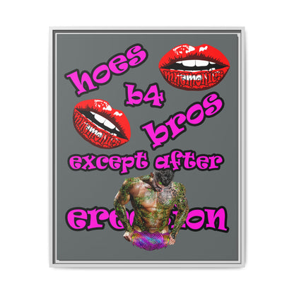 hoes b4 bros - framed canvas art (dark grey)