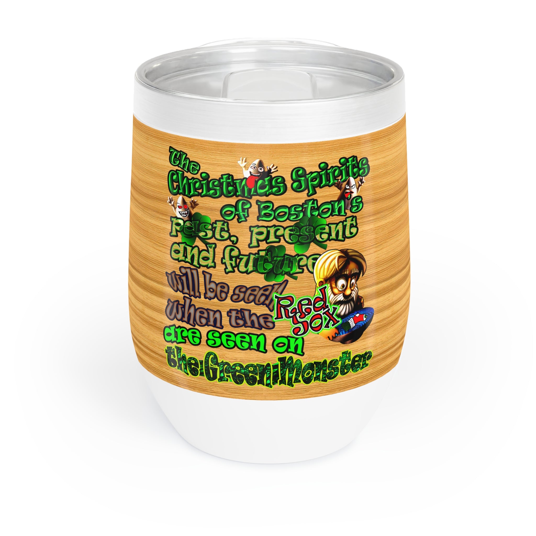 christmas spirits of boston - Chill Wine Tumbler (butterscotch wood finish)