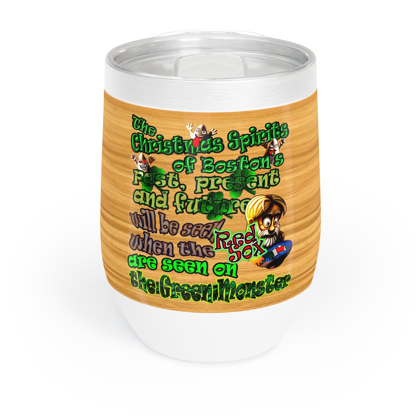 christmas spirits of boston - Chill Wine Tumbler (butterscotch wood finish)