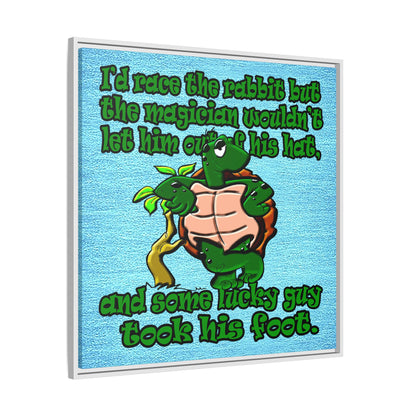 turtle race - framed canvas art (faded blue)