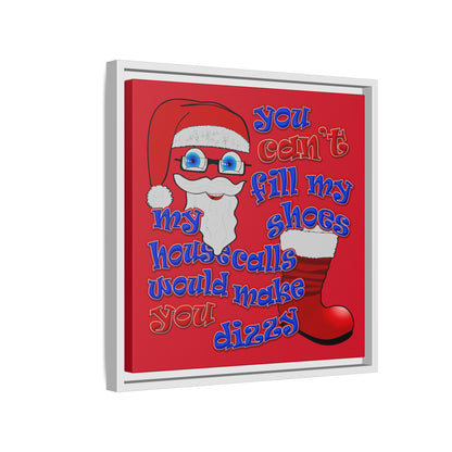 santa's shoes - framed canvas art (dark red)
