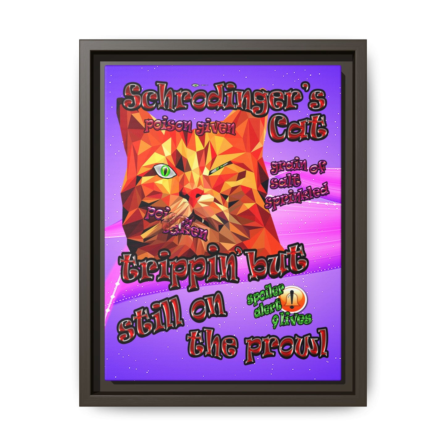 schrodinger's cat - framed canvas art (purple-pink wave)