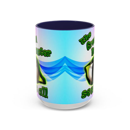 green monster - Accent Mug (light blue-pink wave)