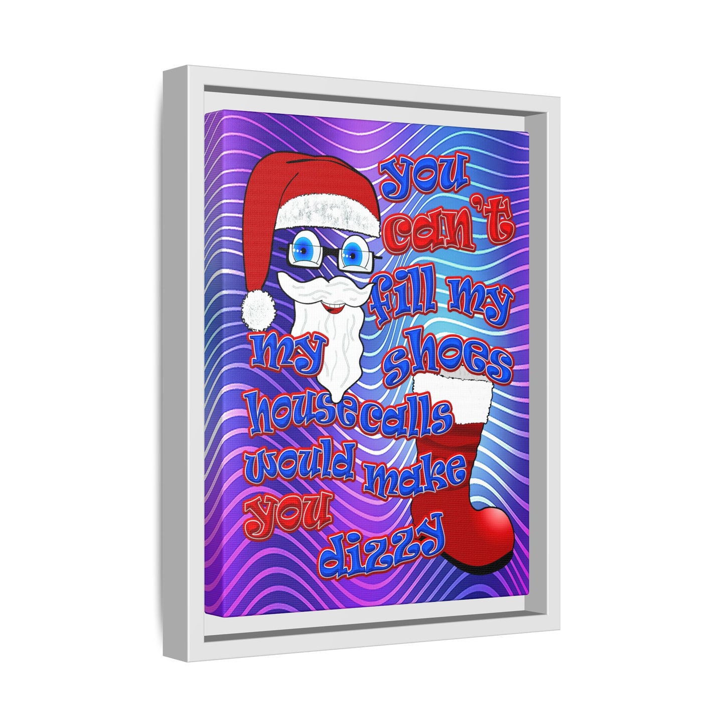 santa's shoes - framed canvas art (purple wave)