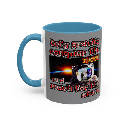 defy conquer reach - Accent Mug (grey)