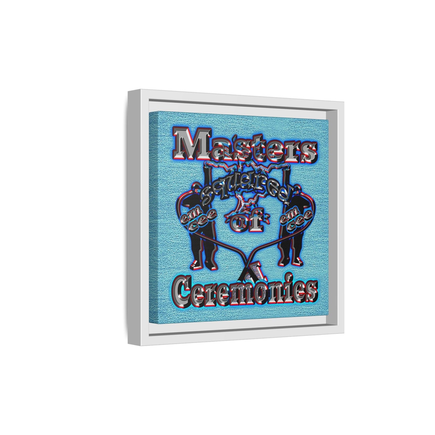em cee squared - framed canvas art (faded blue)