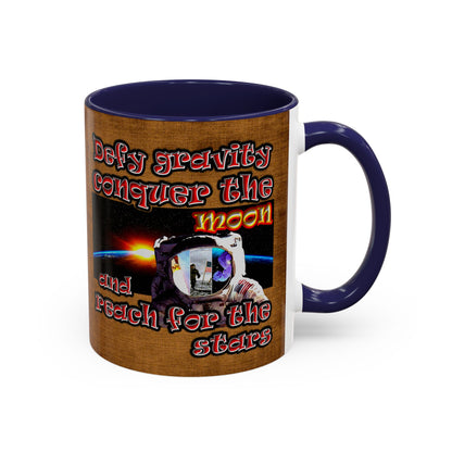 defy conquer reach - Accent Mug (brown papyrus)