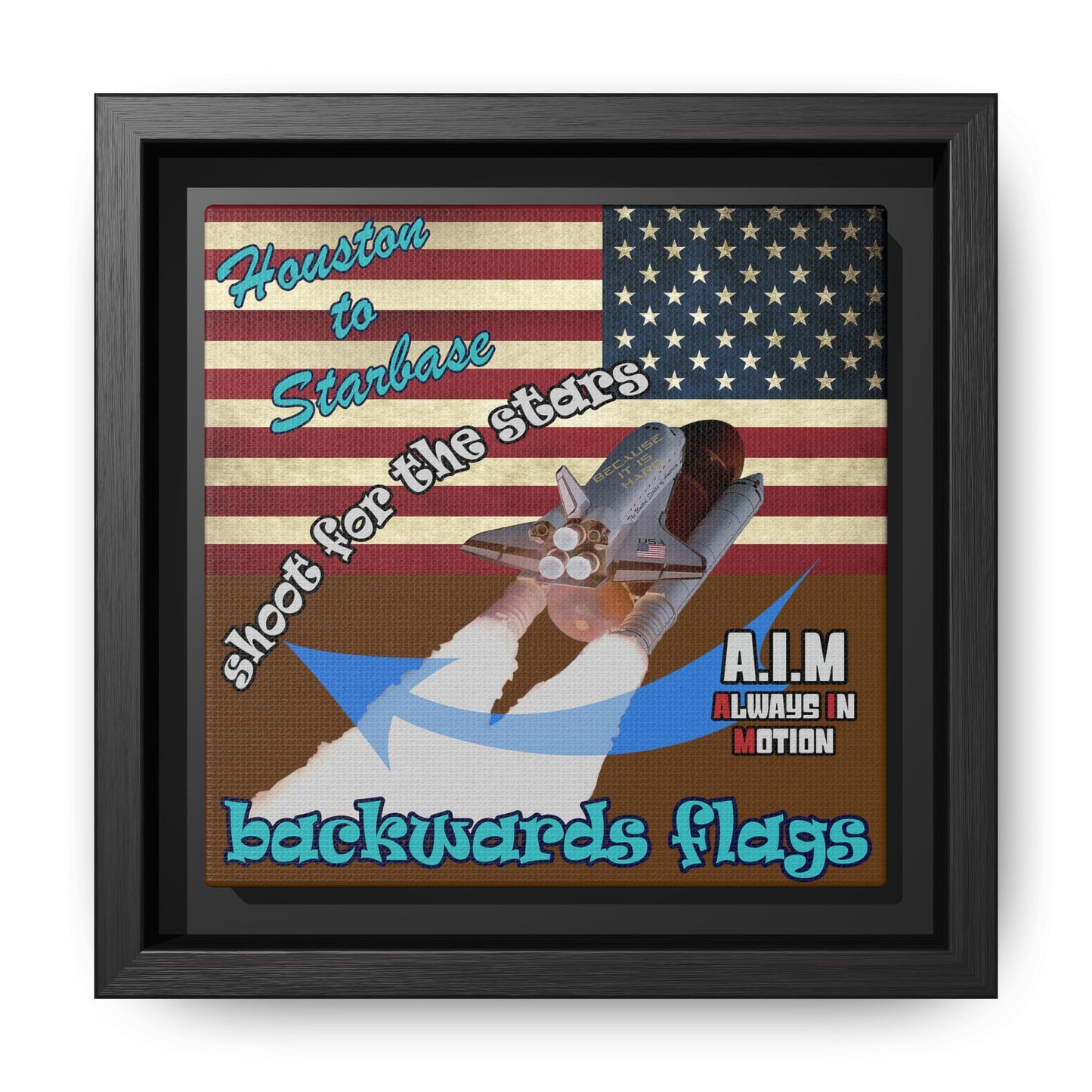 shoot for the stars - framed canvas art (brown)