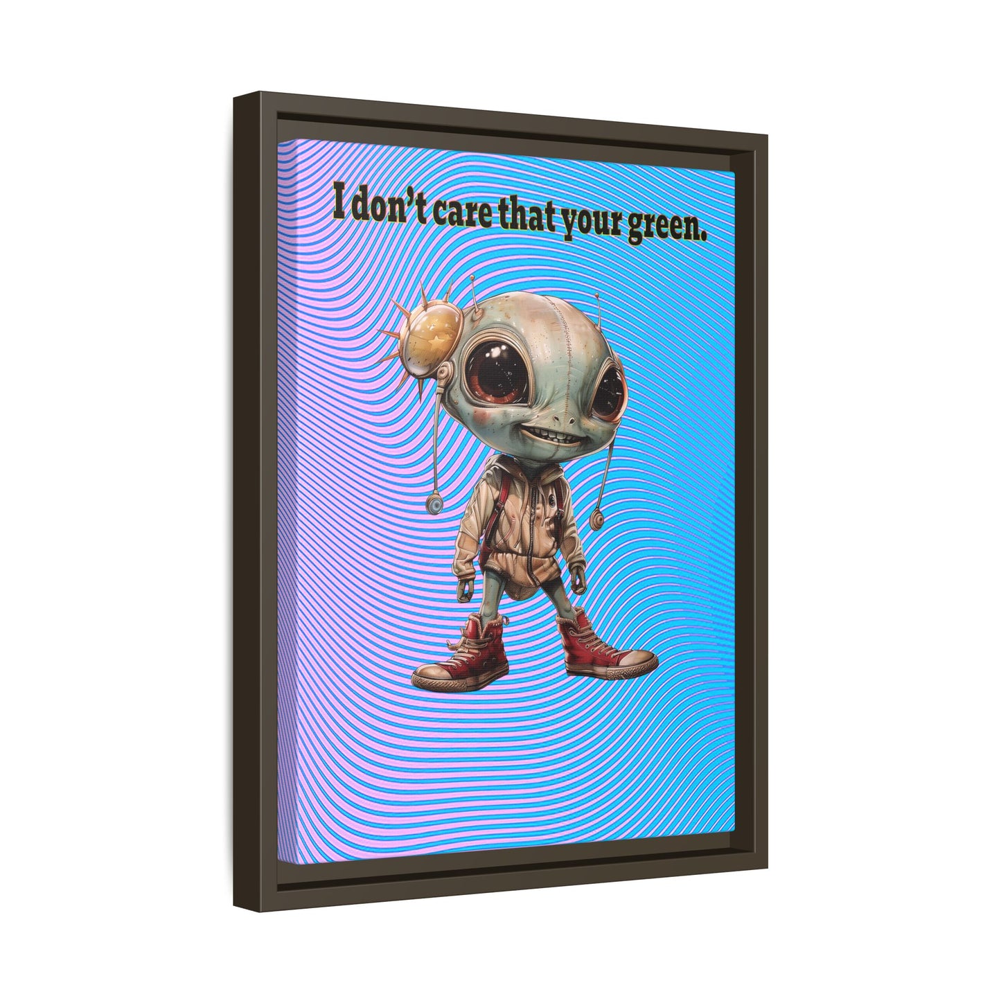 I don't care that your green - framed canvas art (light blue-purple wave)
