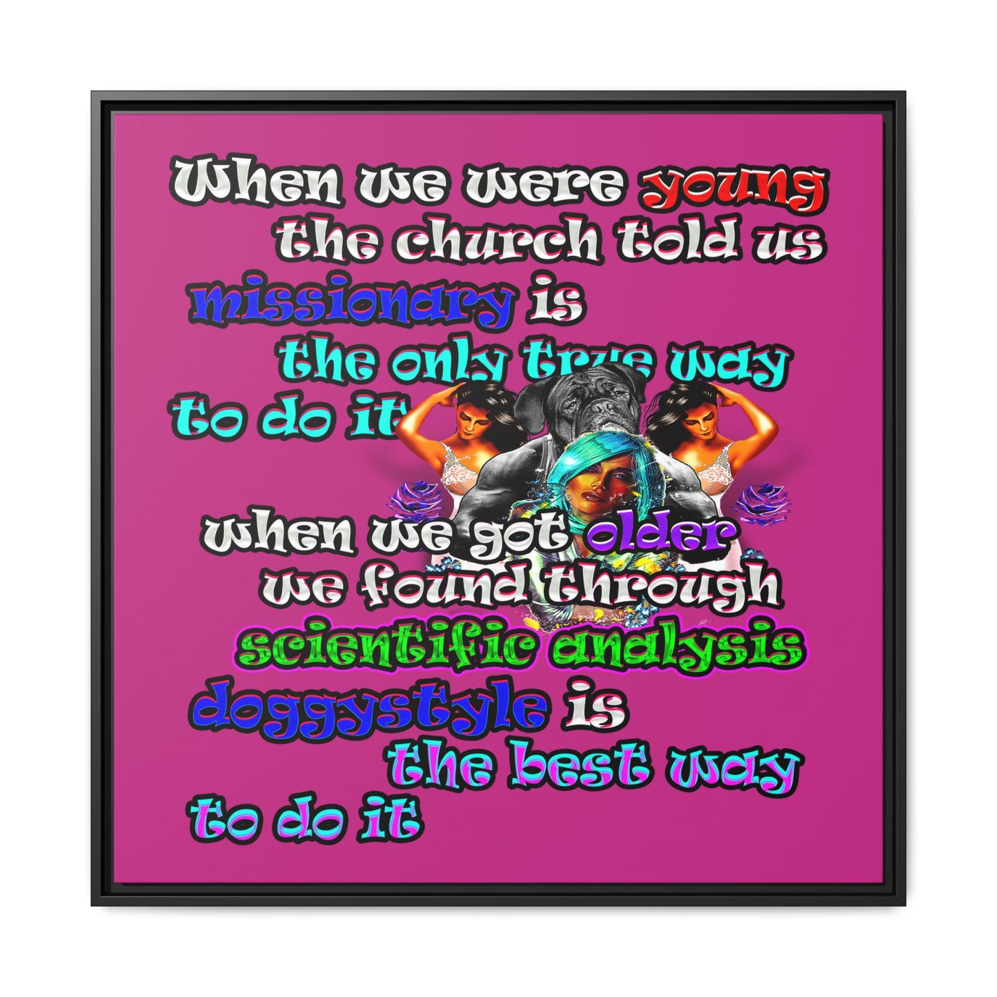 doggystyle - framed canvas art (pink)