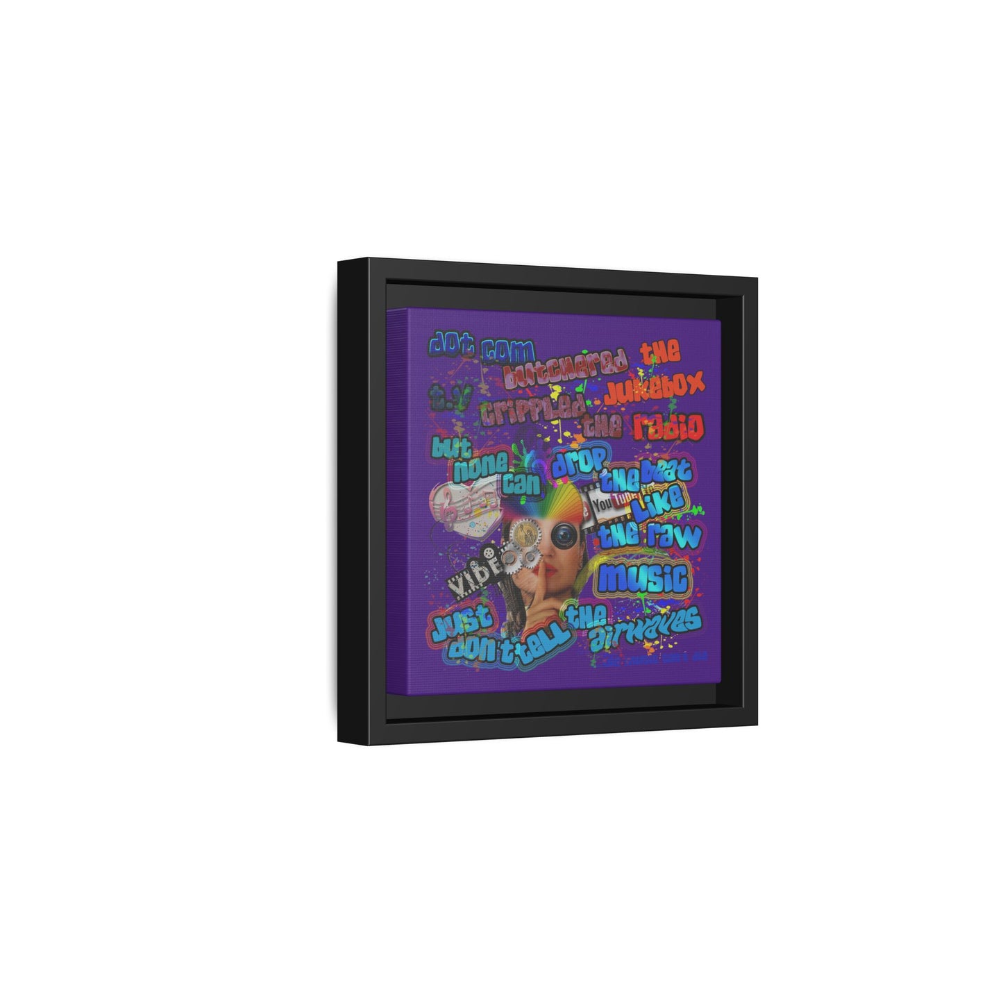 drop the beat - framed canvas art (purple)