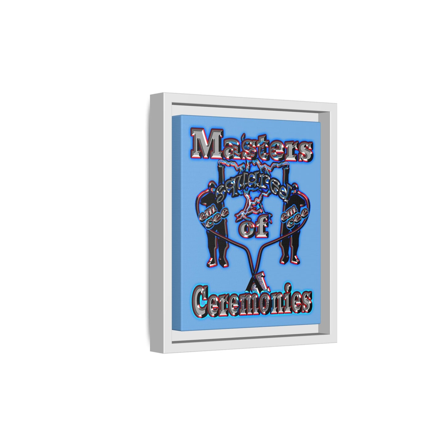 em cee squared - framed canvas art (light blue)