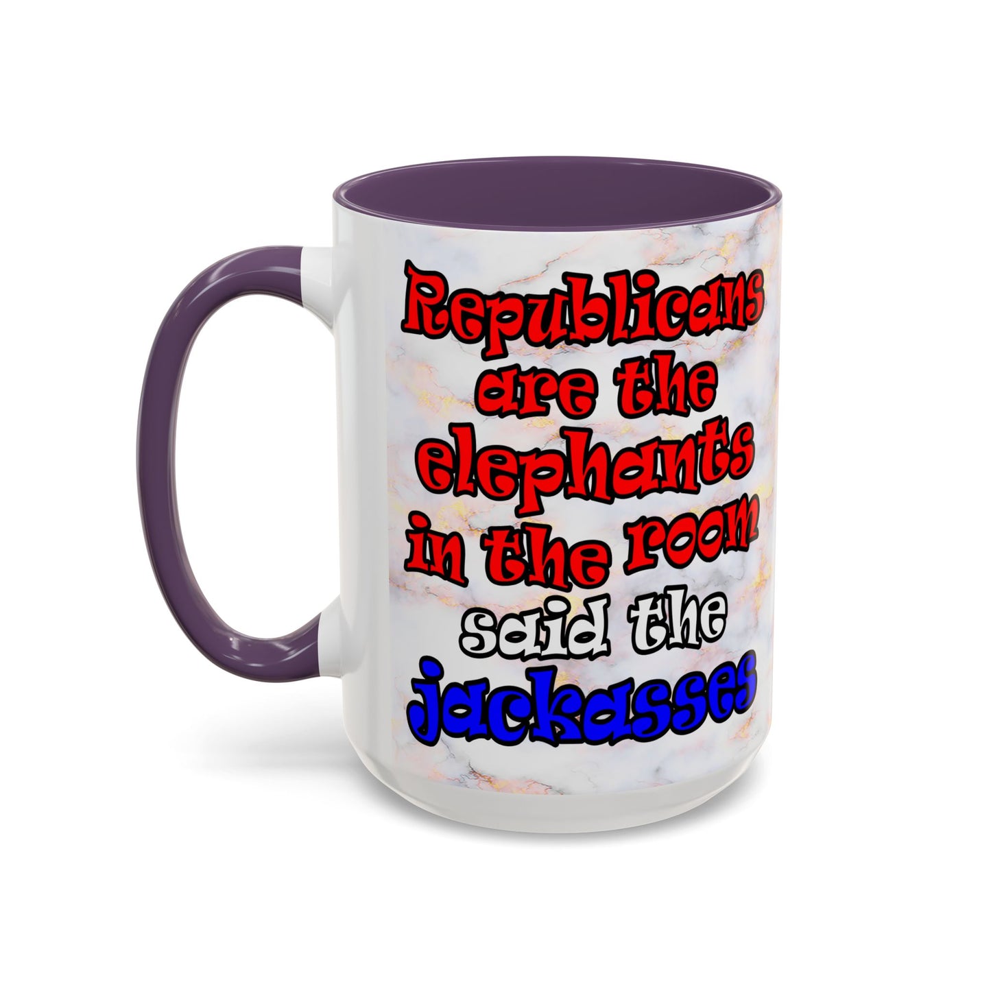 donkeys and elephants - Accent Mug (white marble)