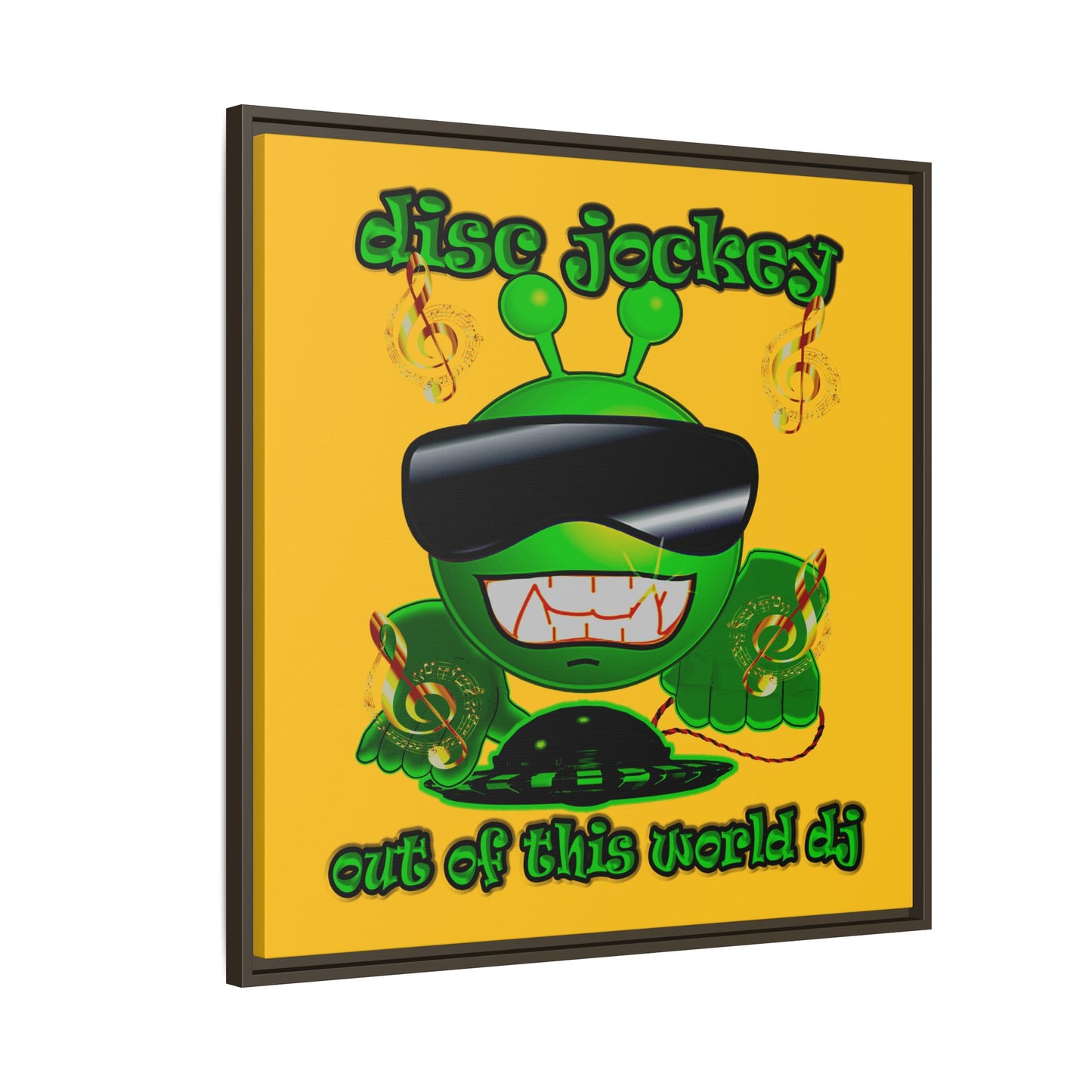 disc jockey - framed canvas art (yellow)
