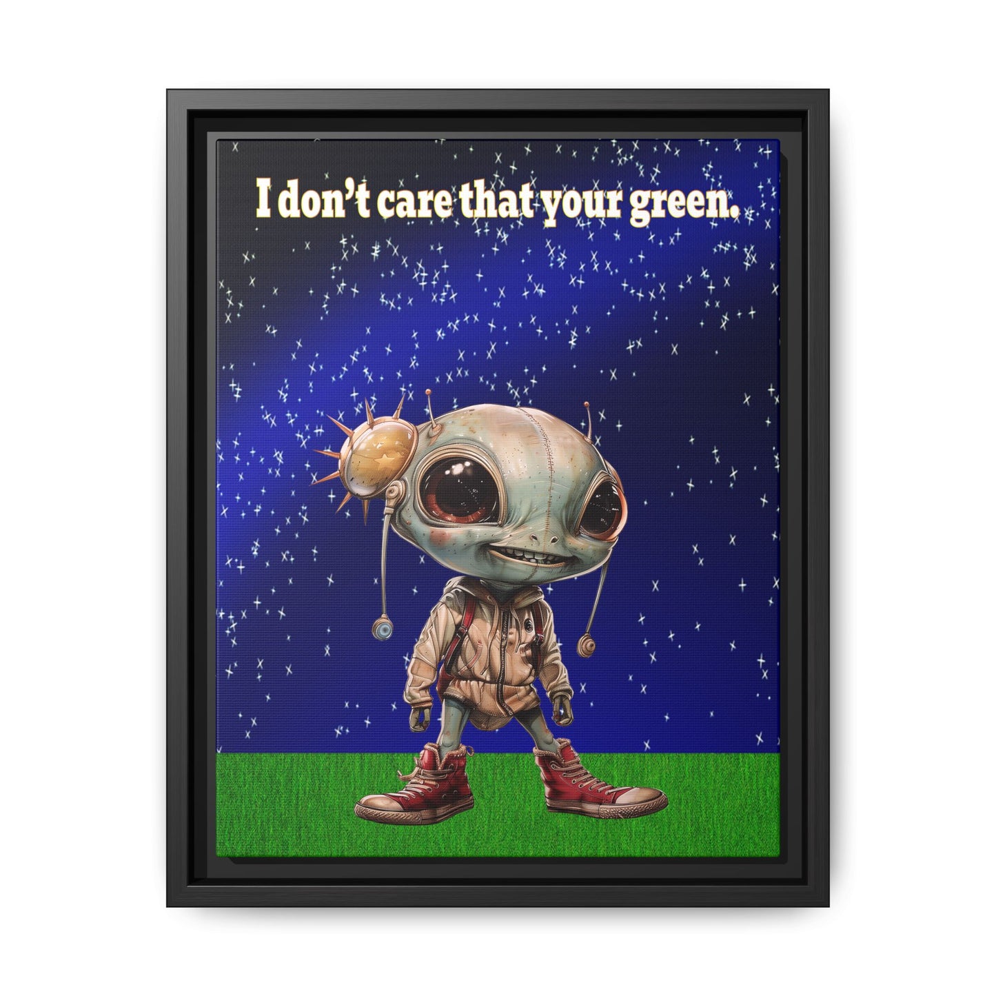I don't care that your green - framed canvas art ('snoops' background)