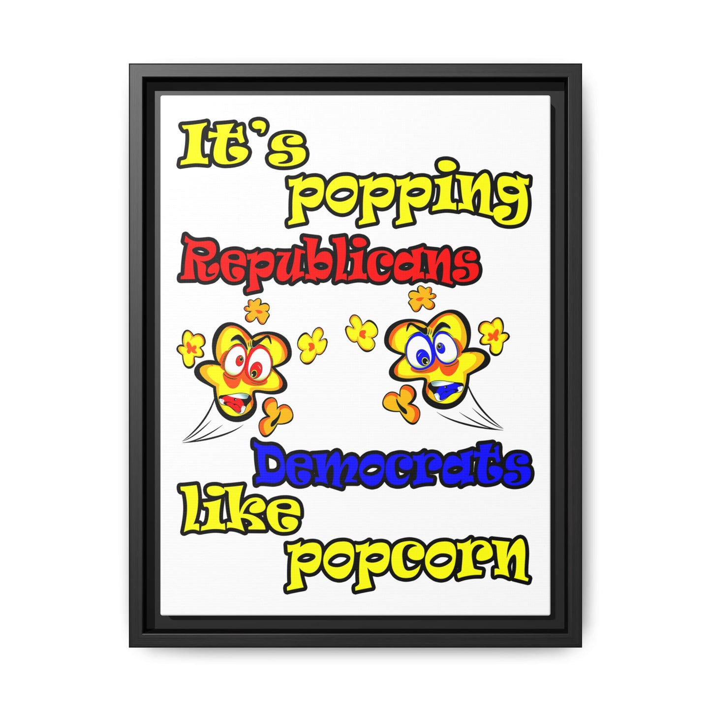 popping like popcorn - framed canvas art (white)