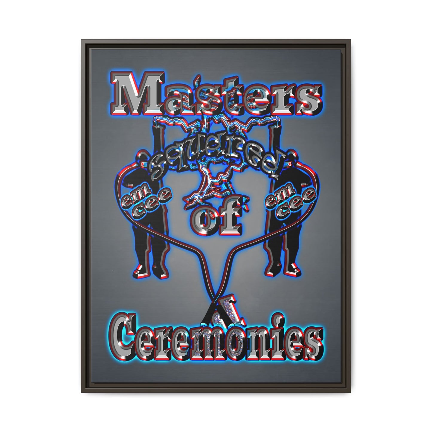 em cee squared - framed canvas art (grey-light grey)