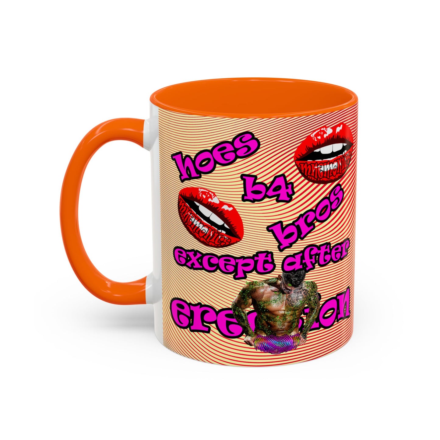 hoes b4 bros - Accent Mug (yellow-orange wave)