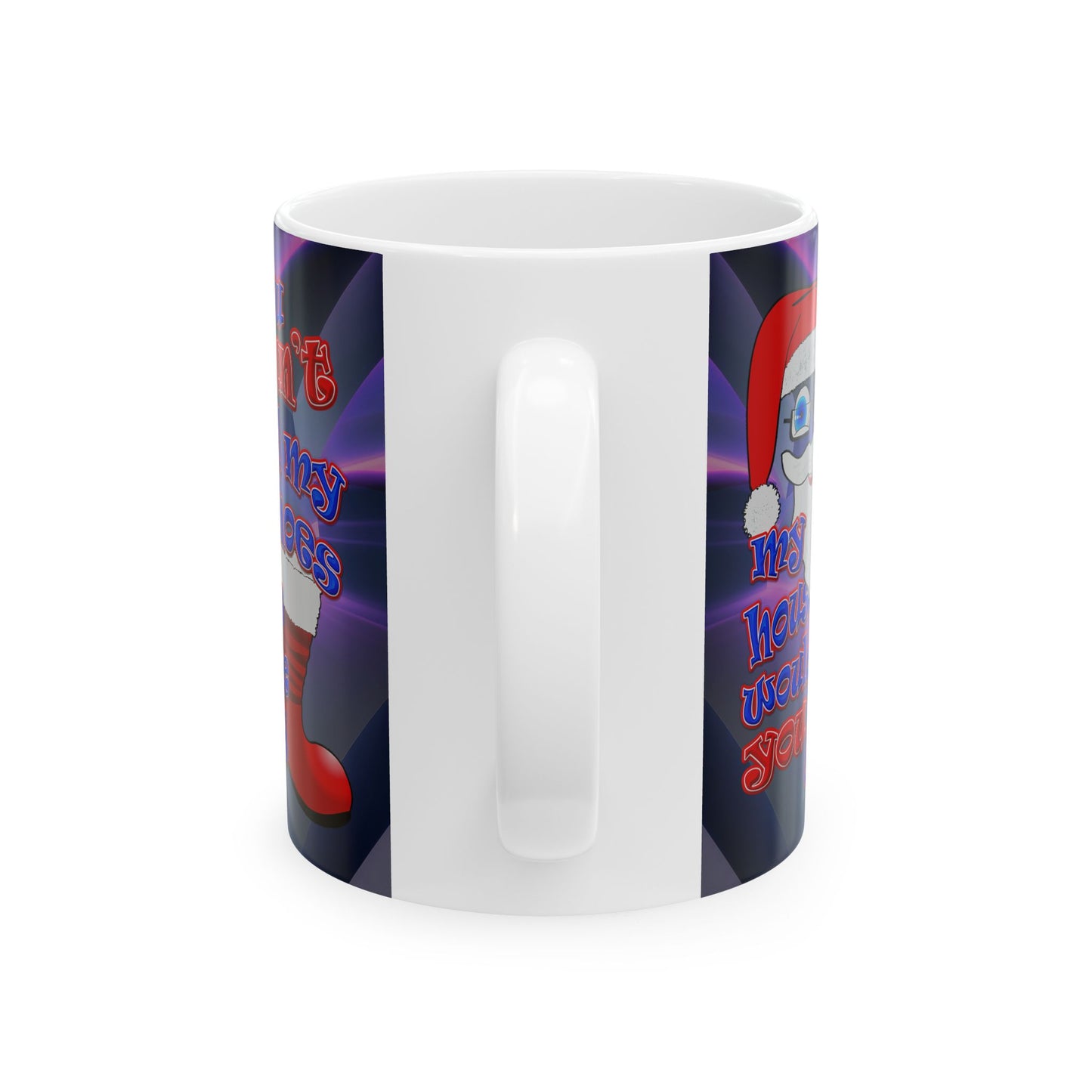 santa's shoes - White Mug (grey-pink wave)
