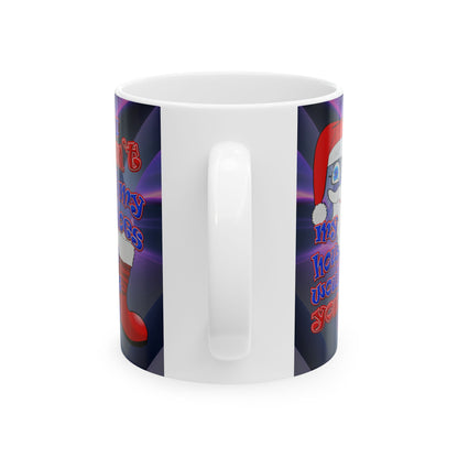 santa's shoes - White Mug (grey-pink wave)