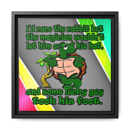 turtle race - framed canvas art (rainbow split)