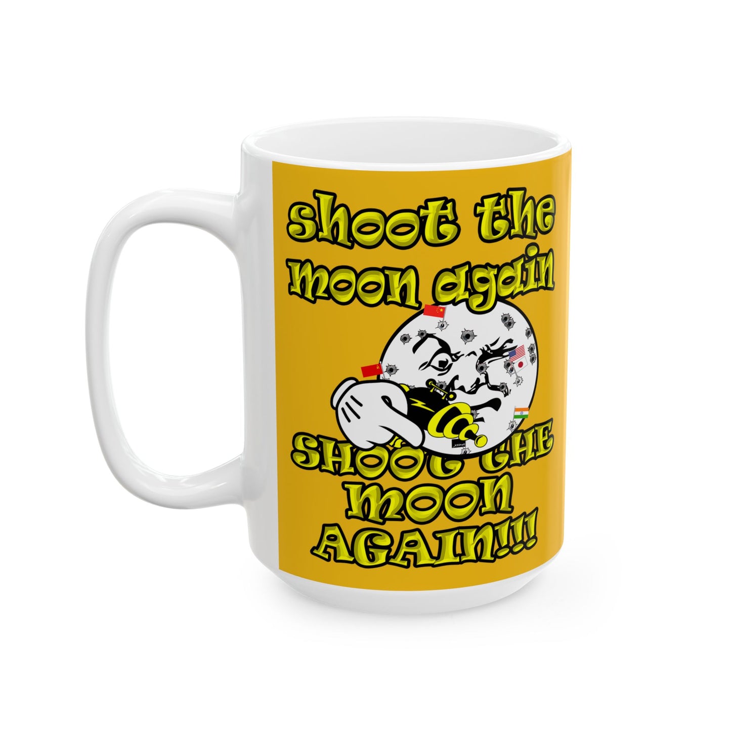 shoot the moon again - White Mug (yellow)