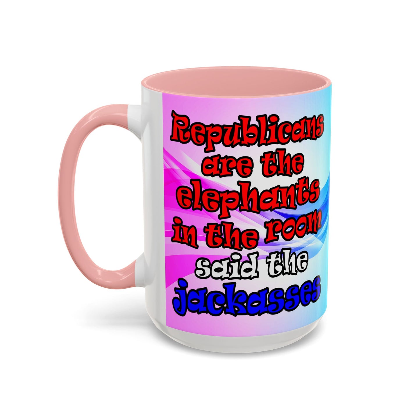 donkeys and elephants - Accent Mug (light blue-pink wave)