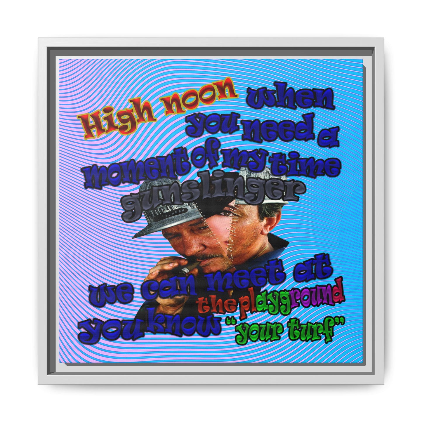 high noon - framed canvas art (light blue-purple wave)