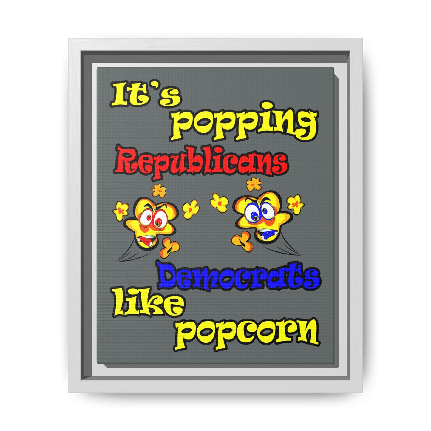 popping like popcorn - framed canvas art (dark grey)