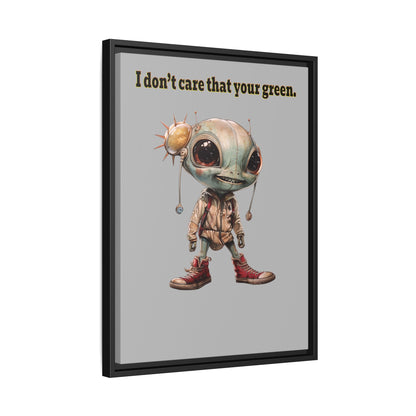 I don't care that your green - framed canvas art (light grey)