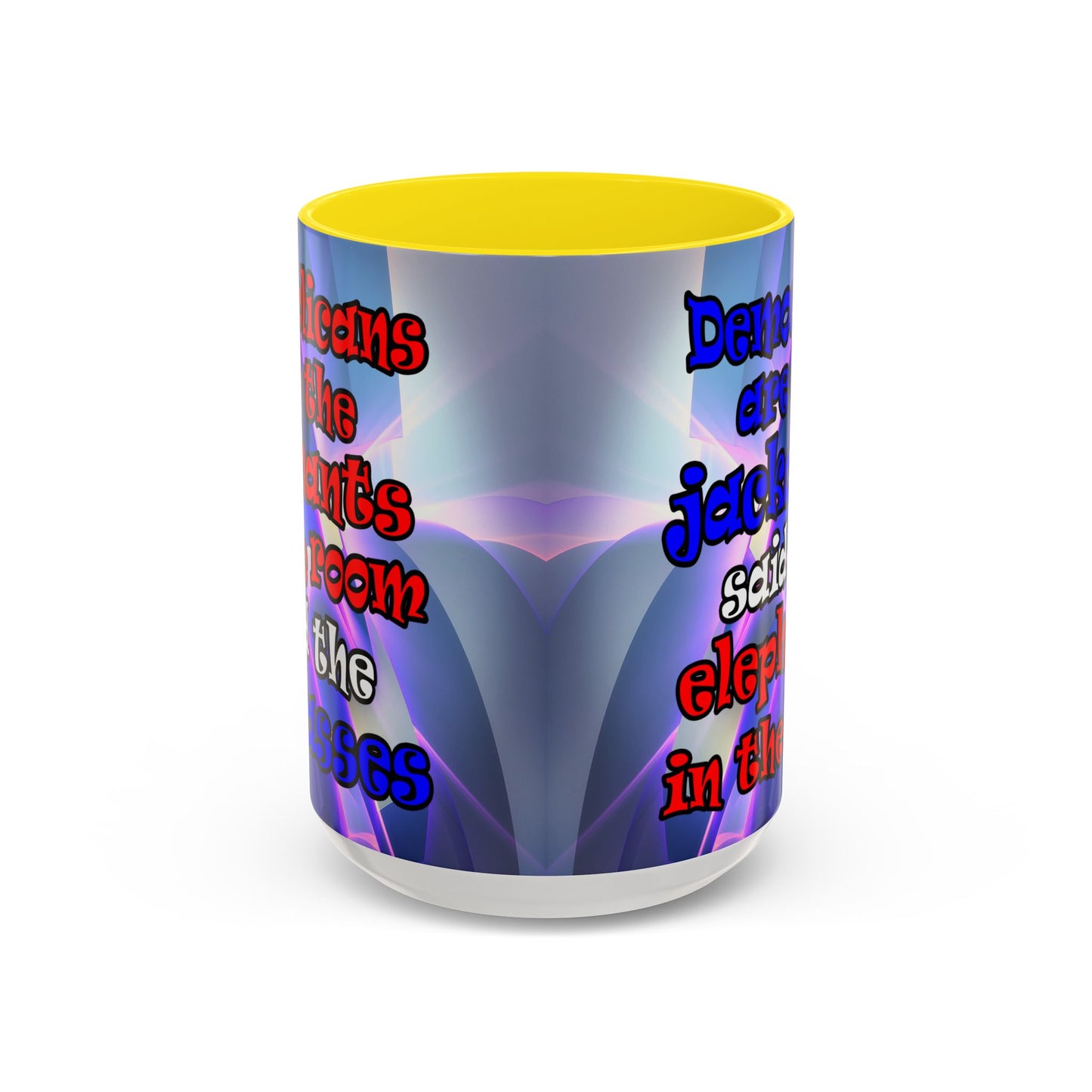 donkeys and elephants - Accent Mug (grey-pink wave)