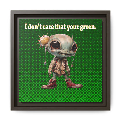 I don't care that your green - framed canvas art (logo green)