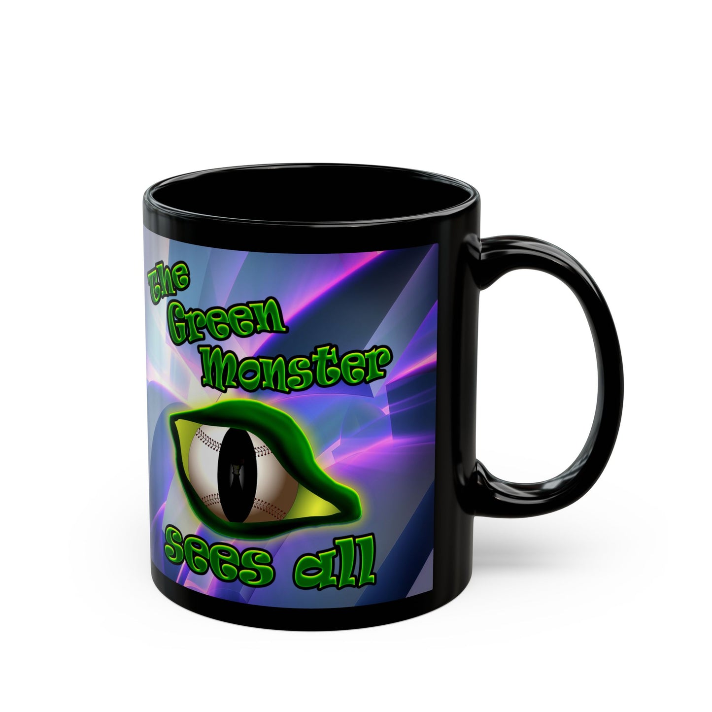 green monster - Black Mug (grey-pink wave)