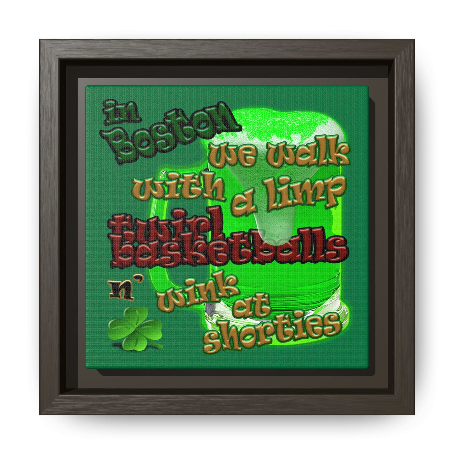 celtics logo - framed canvas art (dark green)