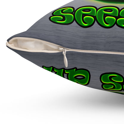 green monster - Spun Polyester Square Pillow - (brushed nickel)