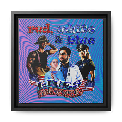 rw&b lives matter - framed canvas art (light blue-purple wave)