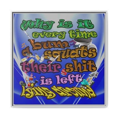 the bum's shit - framed canvas art (blue-white wave)