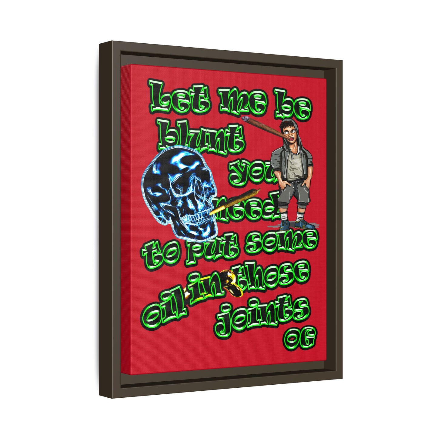 og - framed canvas art (dark red)
