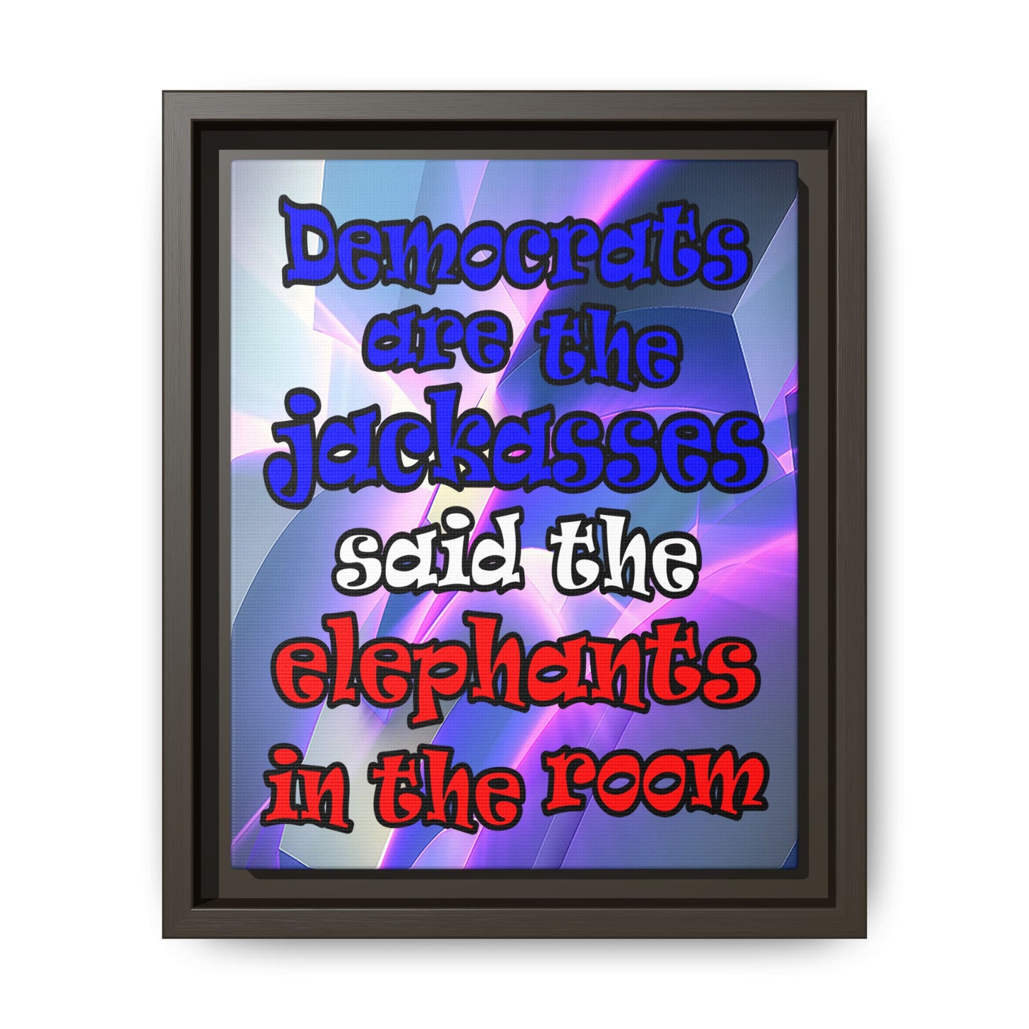 donkeys and elephants - framed canvas art (grey-pink wave)
