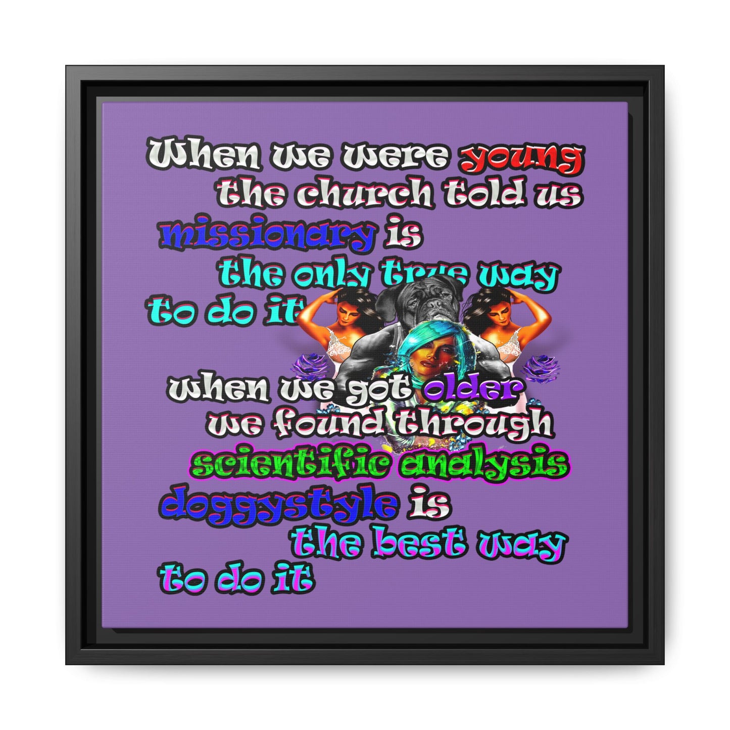 doggystyle - framed canvas art (light purple)
