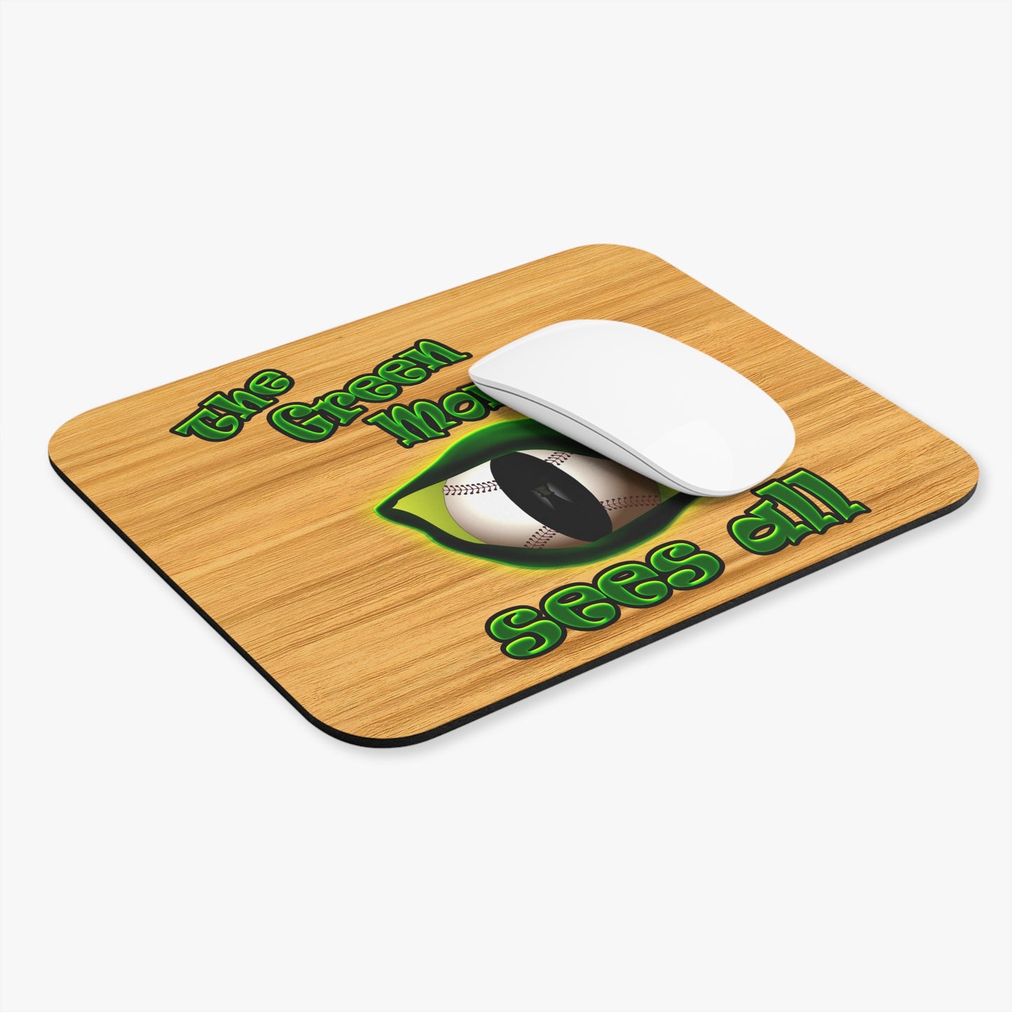 green monster - Mouse Pad (Rectangle) (butterscotch wood finish)