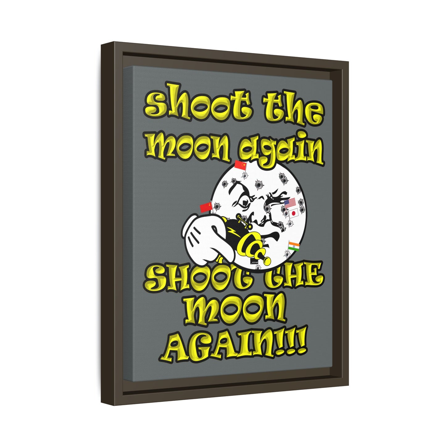 shoot the moon again - framed canvas art (dark grey)