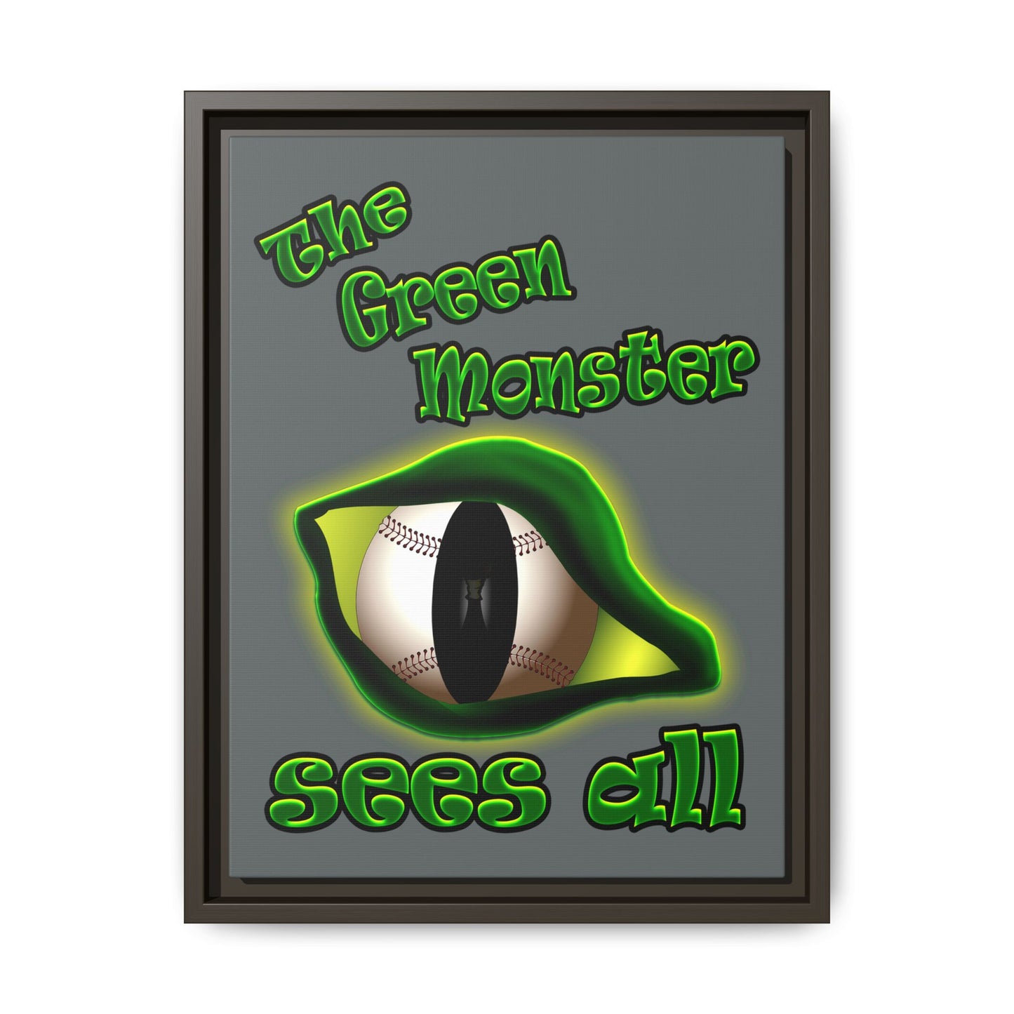green monster - framed canvas art (dark grey)