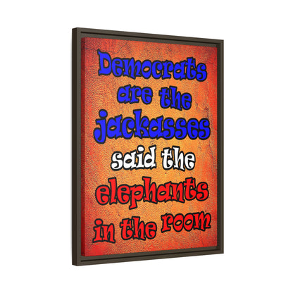 donkeys and elephants - framed canvas art (burnt orange)