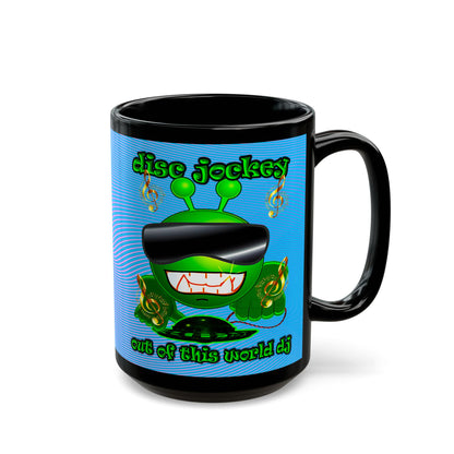 disc jockey - Black Mug (light blue-purple wave)