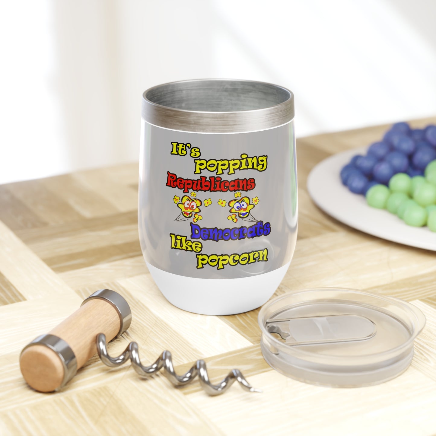 popping like popcorn - Chill Wine Tumbler (light grey)