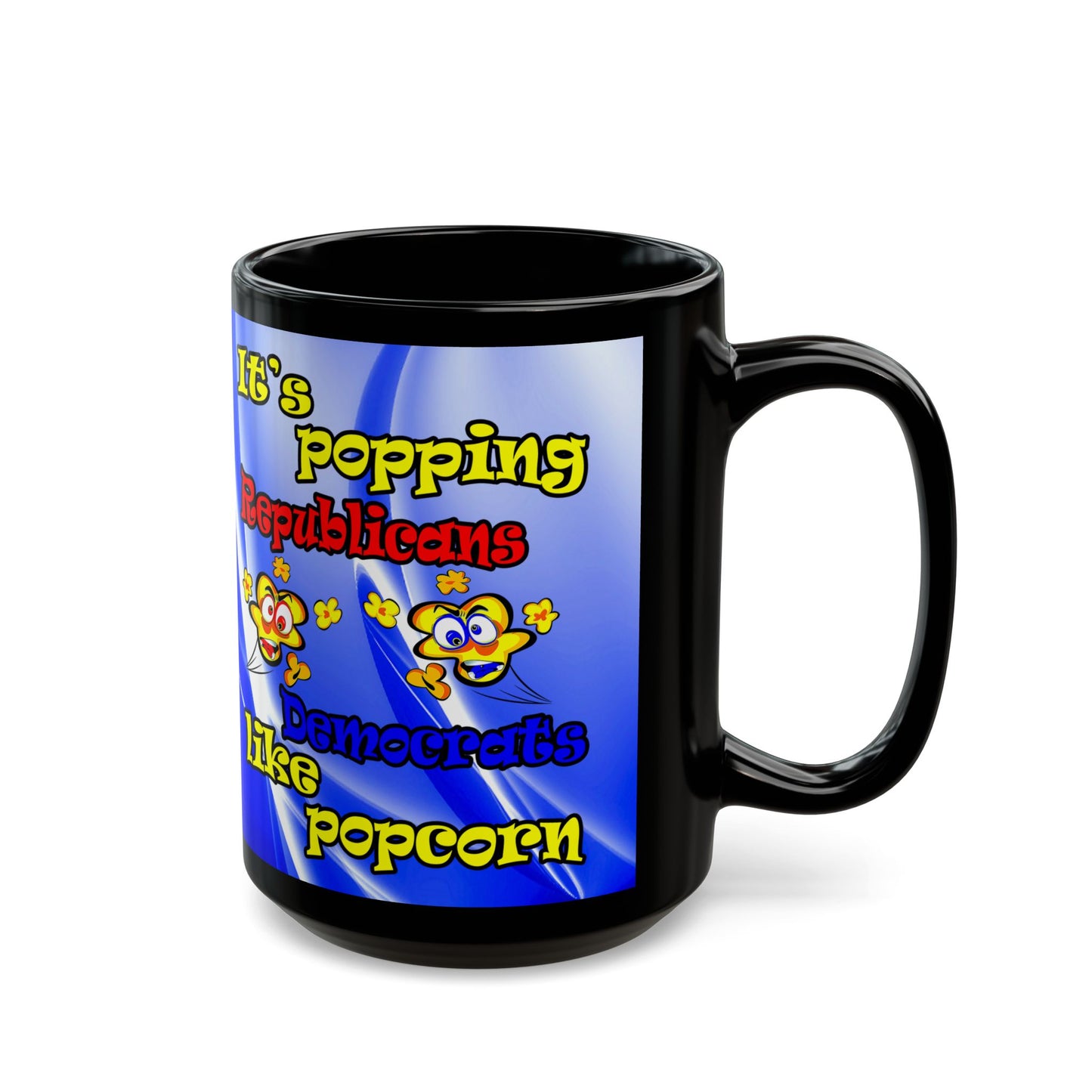 popping like popcorn - Black Mug (blue-white wave)